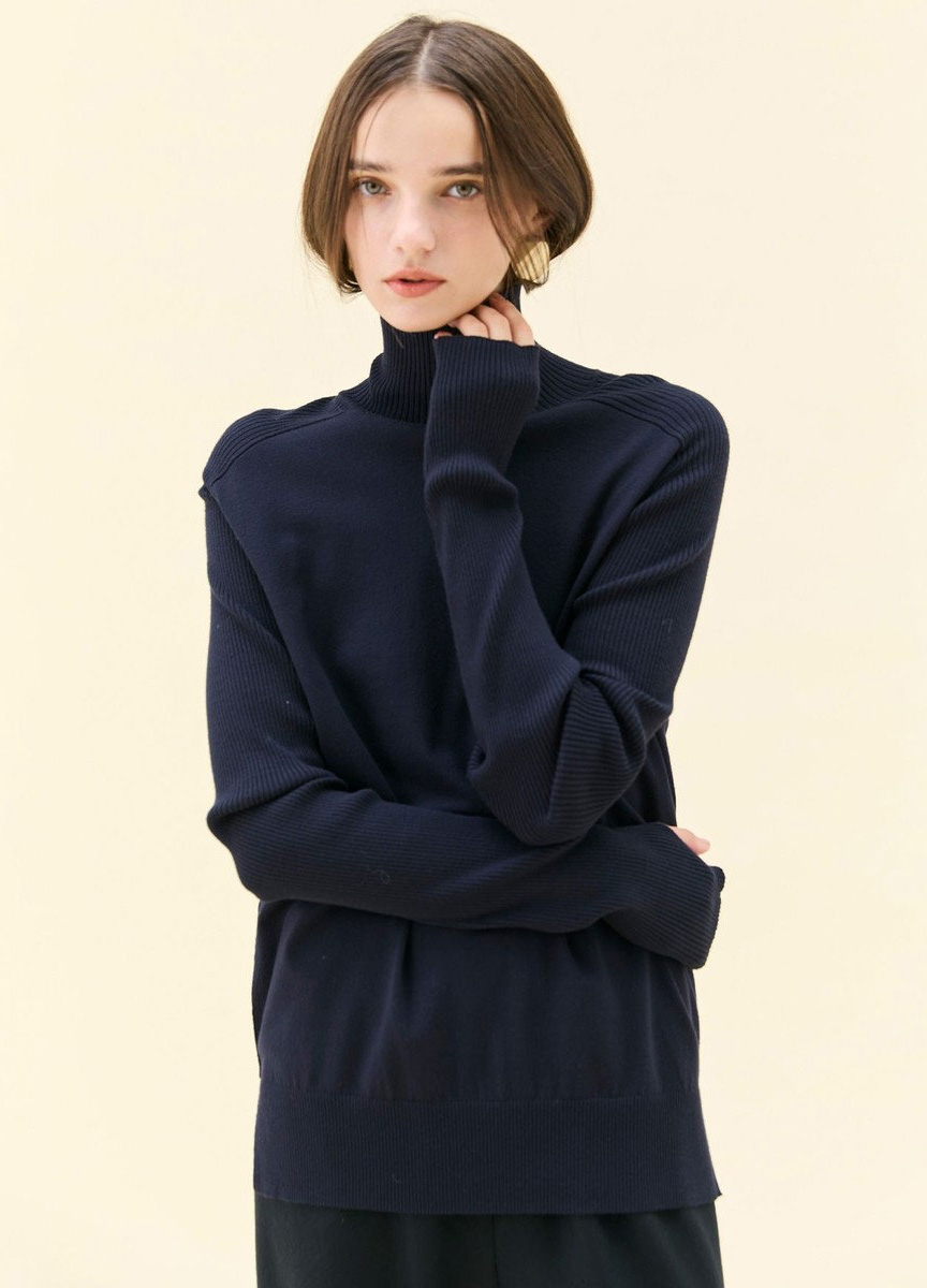 親膚彈性高領針織衫